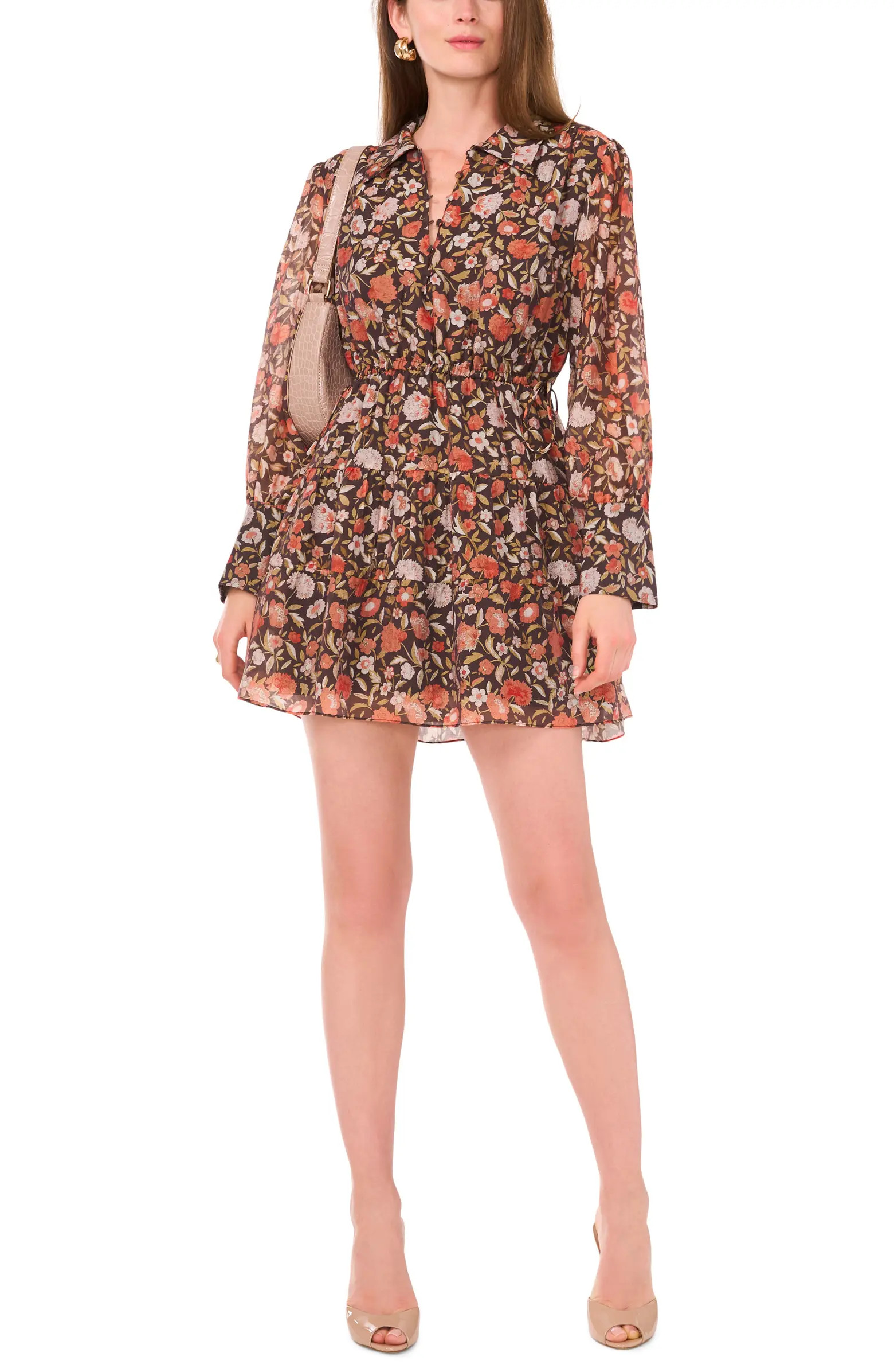 1.STATE Floral Long Sleeve Cotton Blend Voile Dress | Nordstrom | Nordstrom