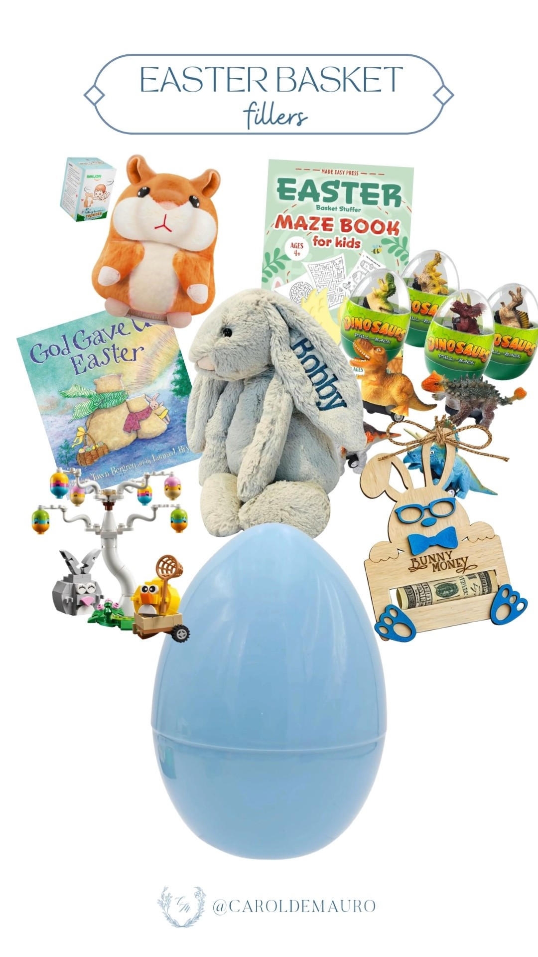 Surprise your kids this Easter with the cutest basket fillers from Amazon! Fill this giant plastic egg with their favorites, such as a bunny stuffed toy, interactive books, miniature dinosaur toys, and more.

affordable finds, kid toys, easter basket ideas, basket stuffers, toddler style, bunny baskets, toddler must haves, sensory play kits

#LTKSeasonal #LTKU #LTKHome