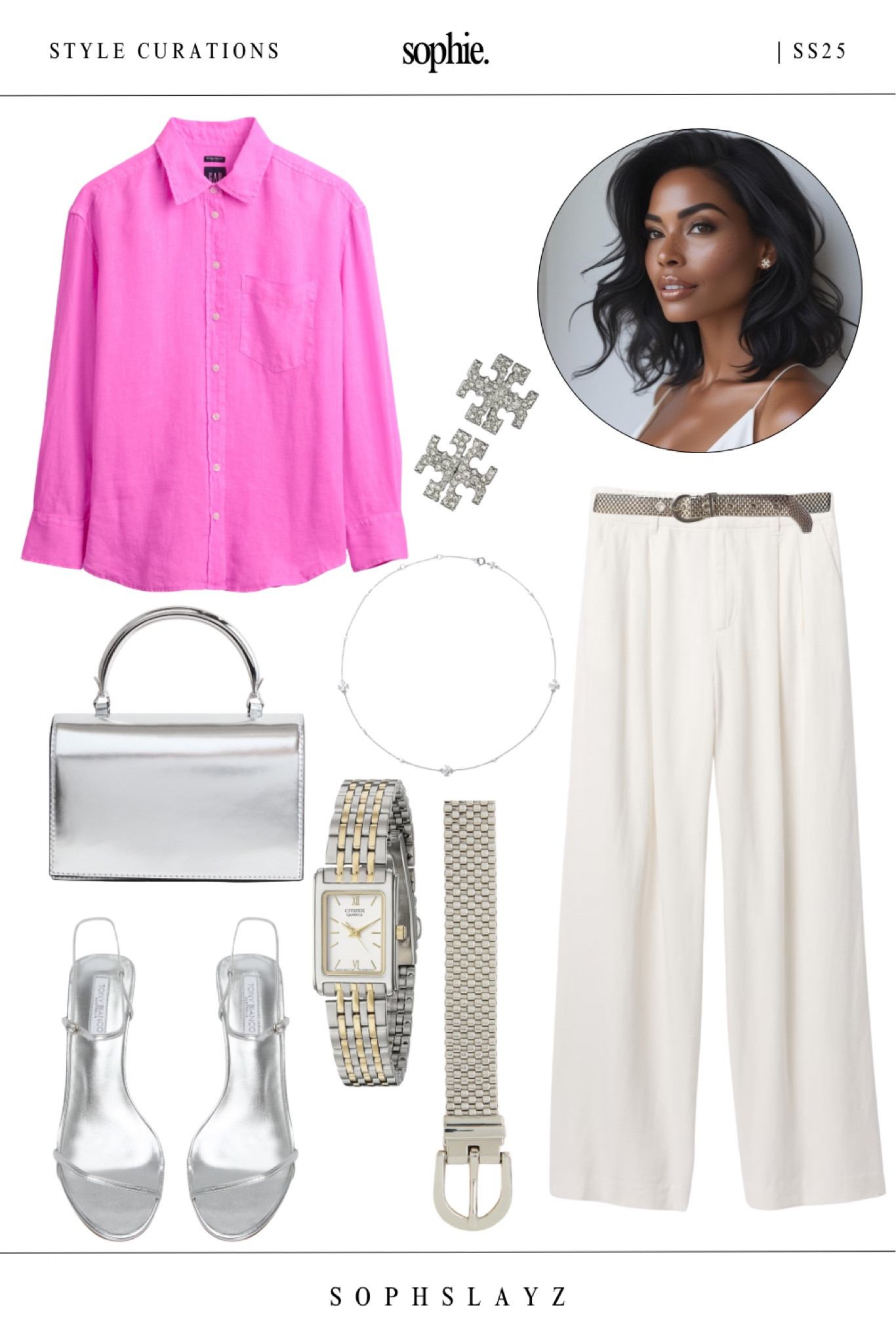 Color meets clean lines in this fresh summer outfit. A pink linen shirt tucked into cream wide-leg pants creates a breezy, elevated look. Styled with silver heels, a structured metallic handbag, and a two-tone watch for that smart casual feel.

#LTKOver40 #LTKShoeCrush #LTKStyleTip