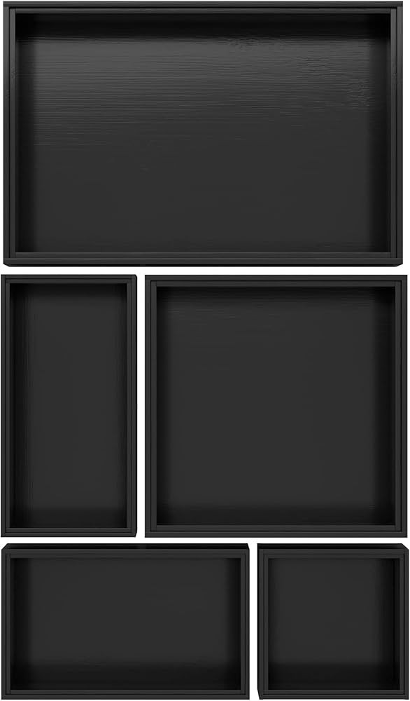 Black Bamboo Bathroom Drawer Organizer, Wooden Kitchen Utensil Holder Set of 5, Stackable Junk Dr... | Amazon (US)