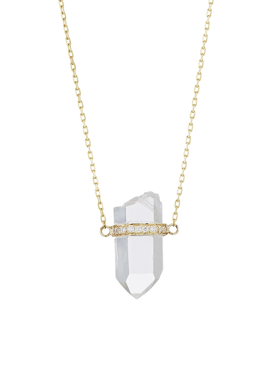 Women's Crystalline 14K Yellow Gold, Crystal Quartz, & Diamond Small Pendant Necklace - Gold | Saks Fifth Avenue