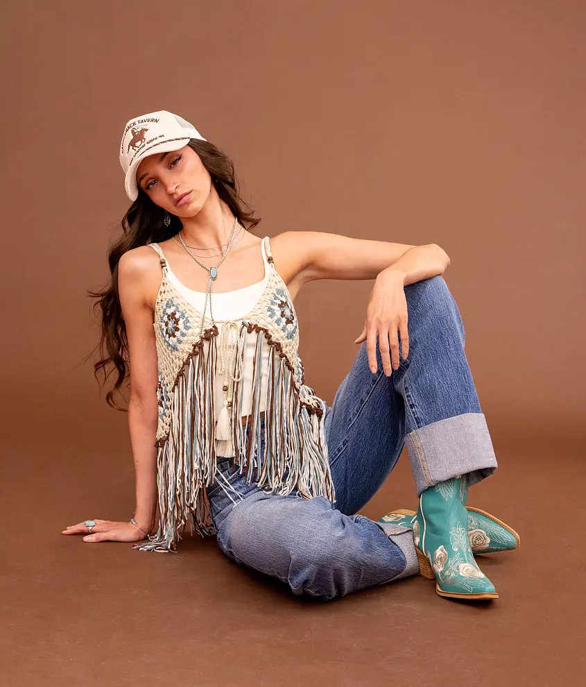 Crochet Fringe Sweater Tank Top | Buckle