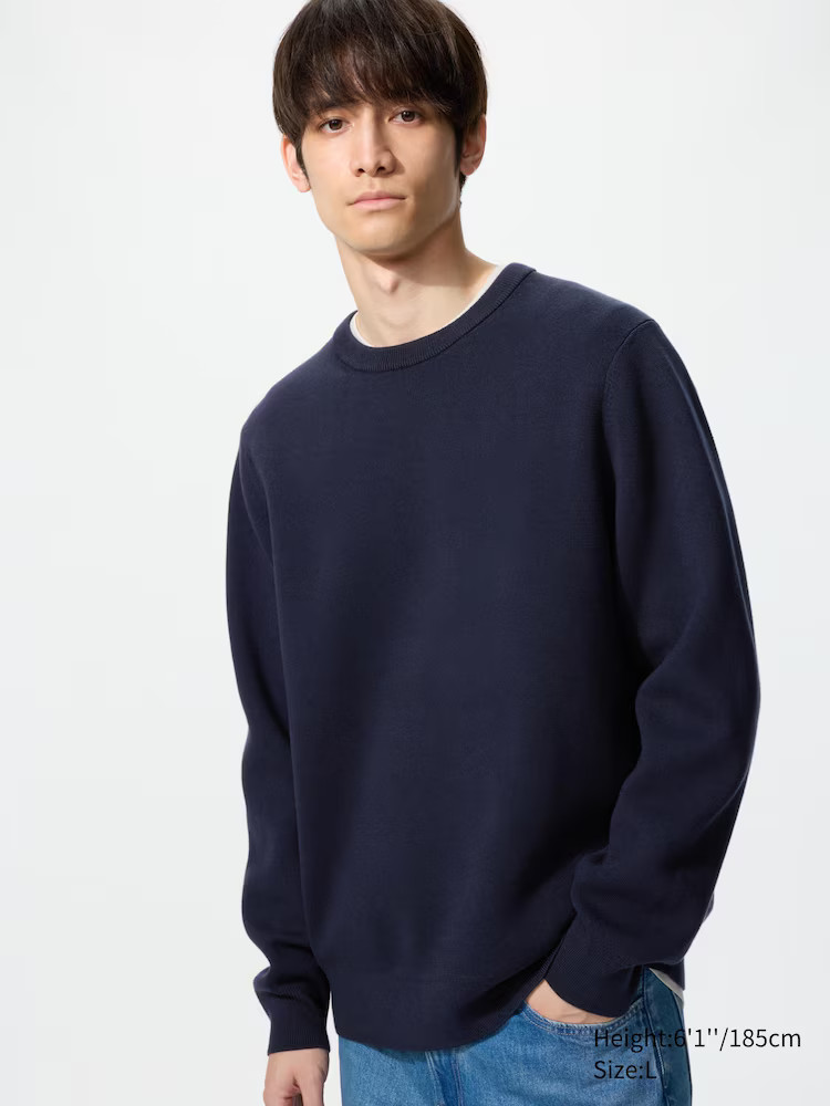 Washable Milano Ribbed Crew Neck Jumper | UNIQLO (UK)