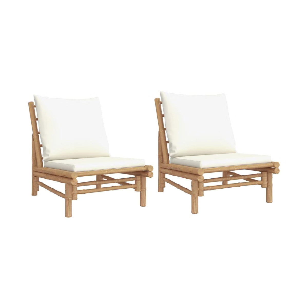 vidaXL - Set of 2 Durable Bamboo Patio Chairs with Cream White Cushions, Comfortable Outdoor Furn... | Target