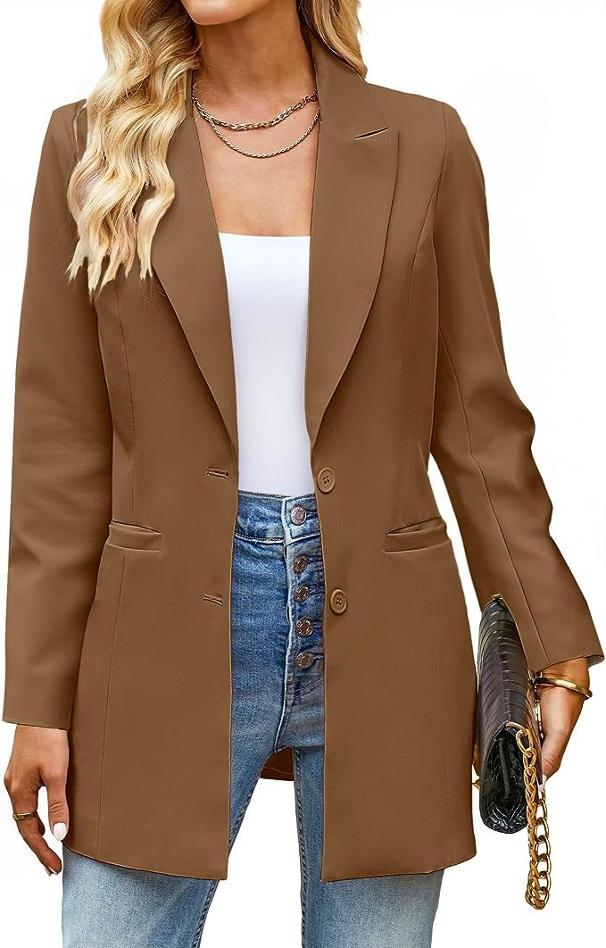 luvamia 2023 Blazers for Women Business Casual Long Blazer Jackets Dressy Work Professional Offic... | Amazon (US)