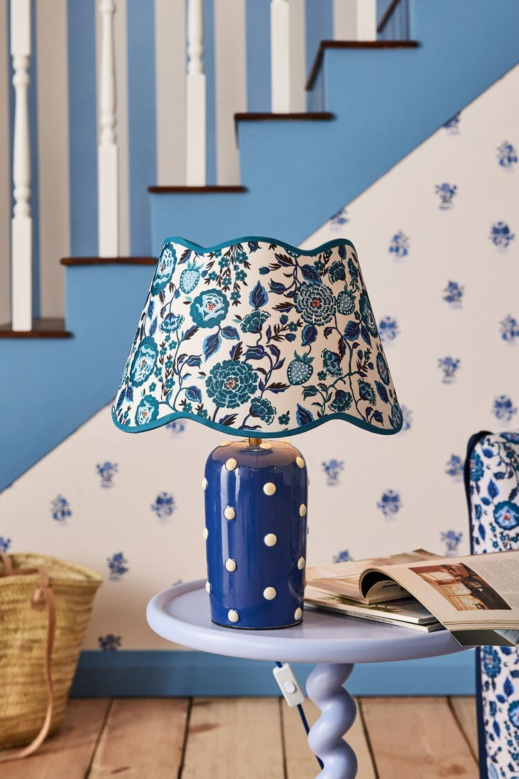 Buy Cath Kidston Blue Strawberry Garden Scallop Spot Table Lamp from the Next UK online shop | Lipsy