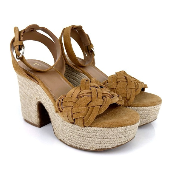Marc Fisher LTD Women's Odilia Espadrille Platform Suede Sandals Tan Size 9 | Poshmark