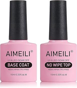 AIMEILI Gel Nail Polish No Wipe Top and Base Coat Set, Shine Finish and Long Lasting, Soak Off Ge... | Amazon (US)