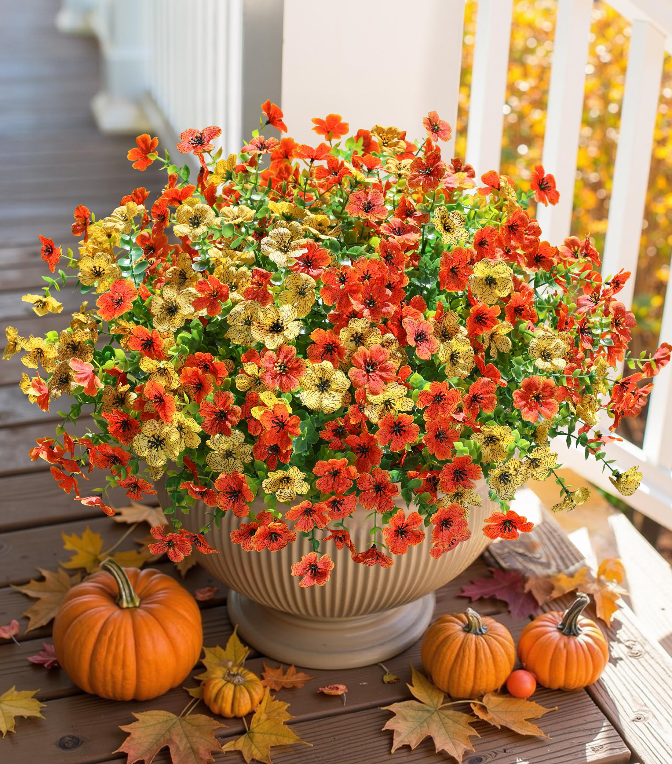 Artificial Fall Flowers Faux Mums for Outdoor Indoor Garden Home Decoration, Faux Flower Daisy wi... | Amazon (US)