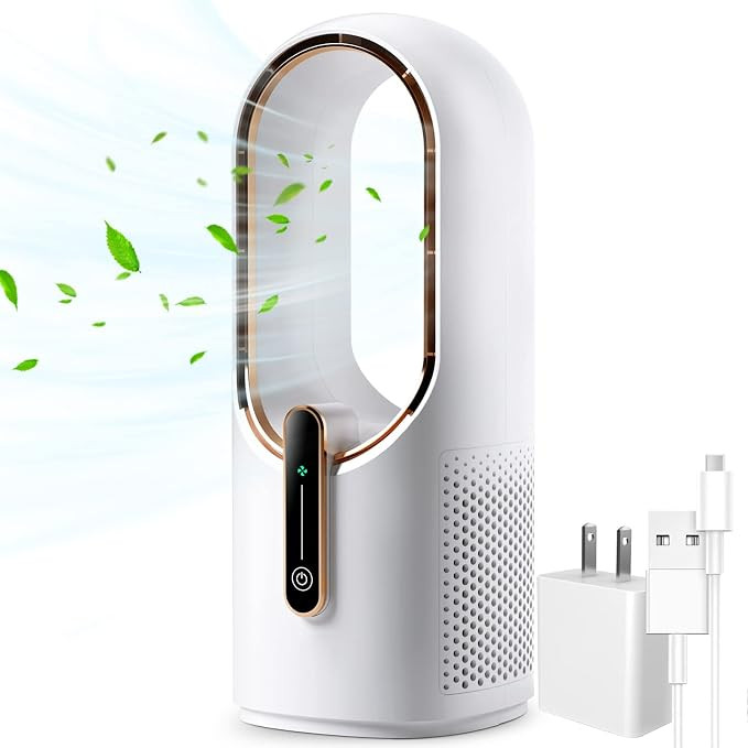 KONSIDEN Desk Fan Bladeless, 11.8 Inch Office Fan Small, Quiet, 3 Speed Adjustment, Touch Control... | Amazon (US)