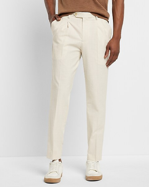 Extra Slim Striped Seersucker Hybrid Elastic Waist Suit Pant | Express