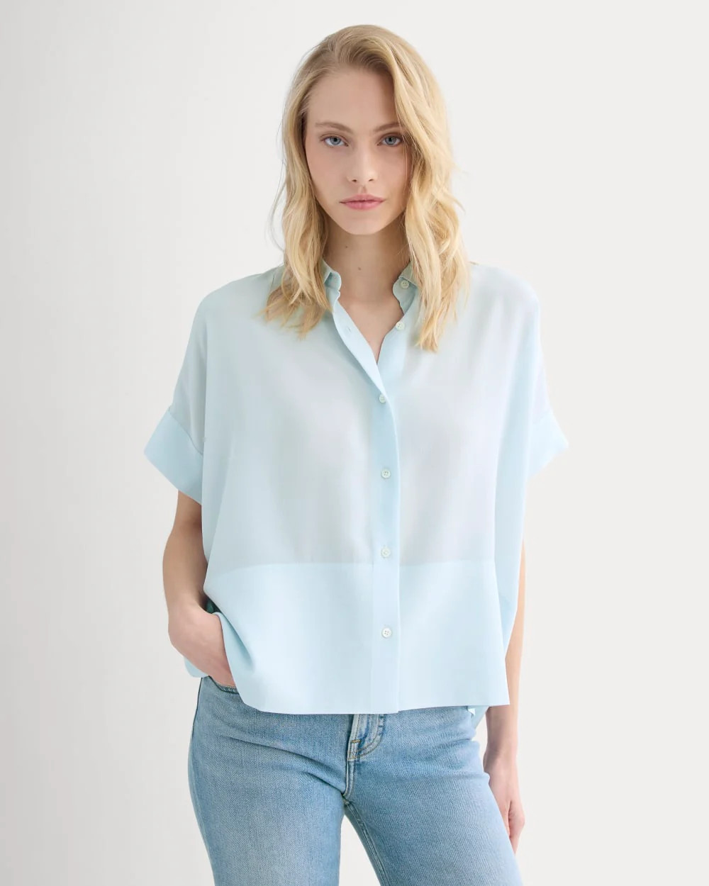 The Boxy Shirt in Washable Silk | Skywriting | Everlane
