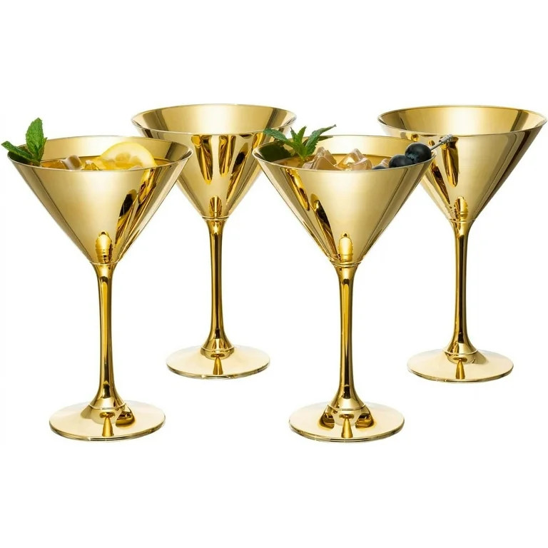 BHUIK 8 oz Gold Martini Glasses, Golden Cocktail Glasses for Cocktails, Cosmopolitans, Manhattans... | Walmart (US)