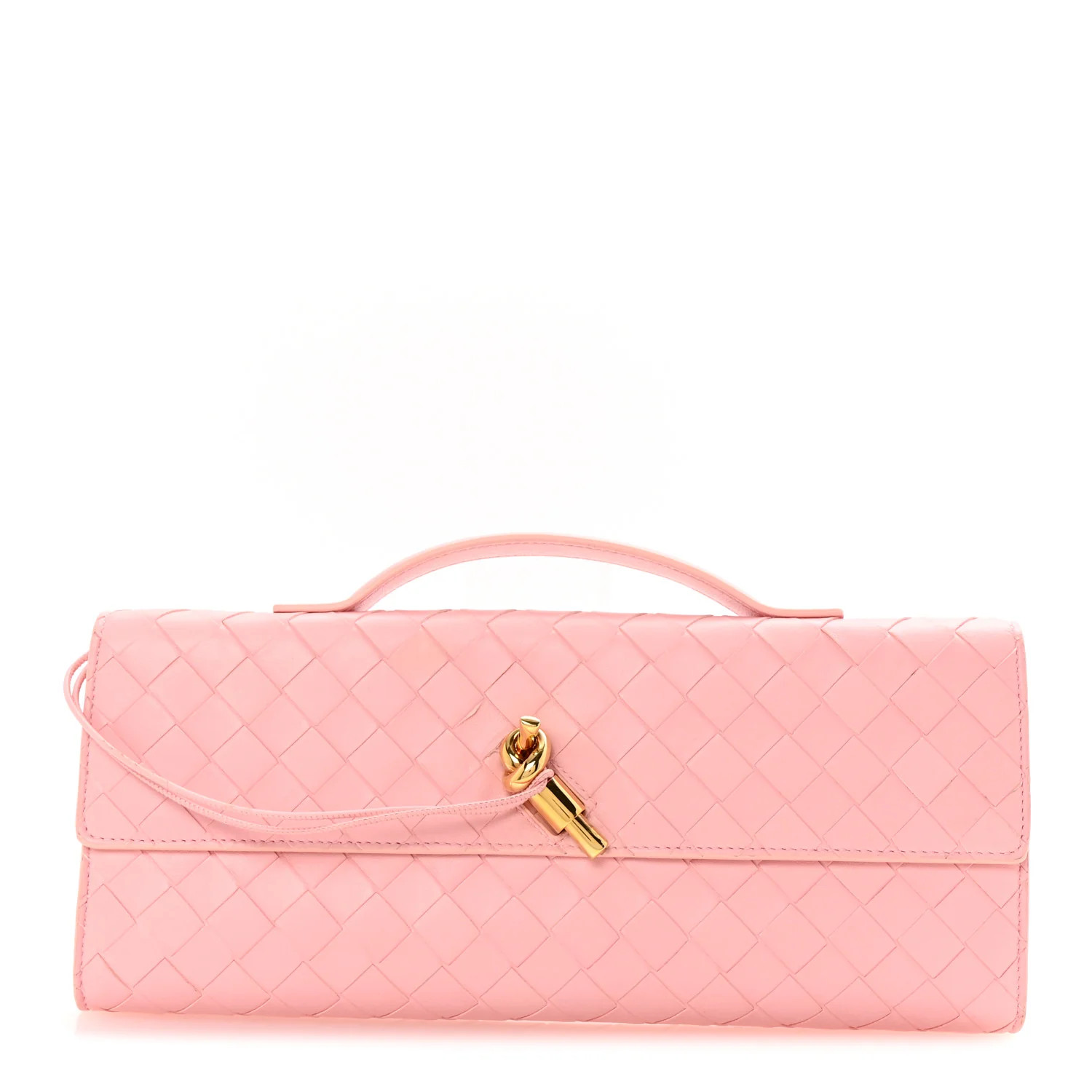 Bottega Veneta Nappa Intrecciato Long Andiamo Top Handle Clutch Rose 1731720 | FASHIONPHILE (US)