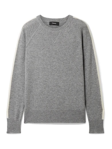 Theory - Athletic Striped Cashmere Sweater - Gray | NET-A-PORTER (US)