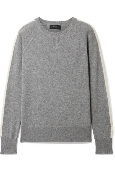 Theory - Athletic Striped Cashmere Sweater - Gray | NET-A-PORTER (US)