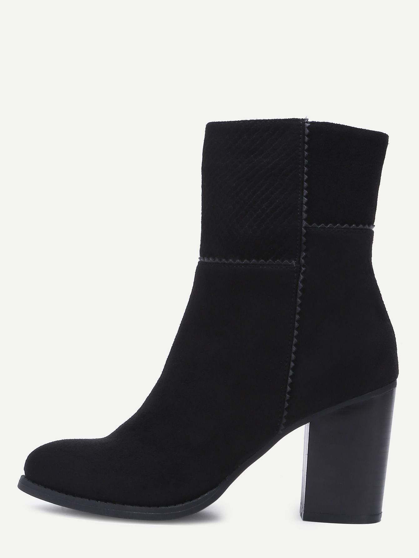 Black Pointed Toe Chunky Heel Short Boots | SHEIN