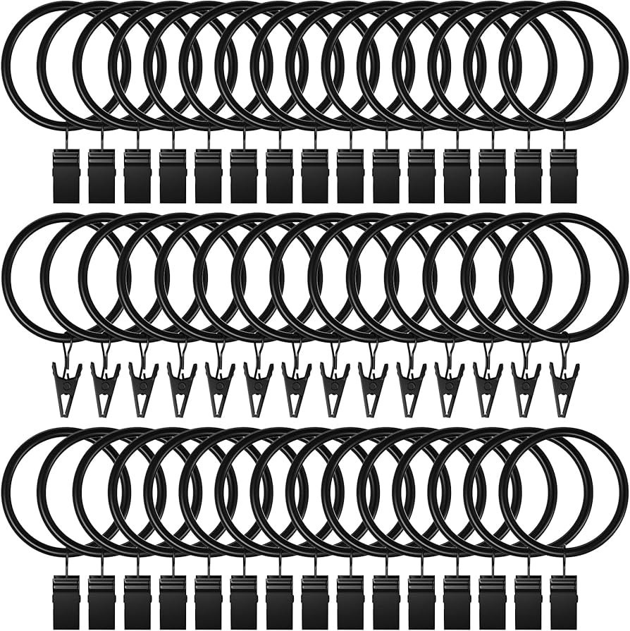 40 Pack Curtain Rings with Clips Hooks 1.26 inch Rustproof Matte Metal Stainless Steel Drapery Ri... | Amazon (US)