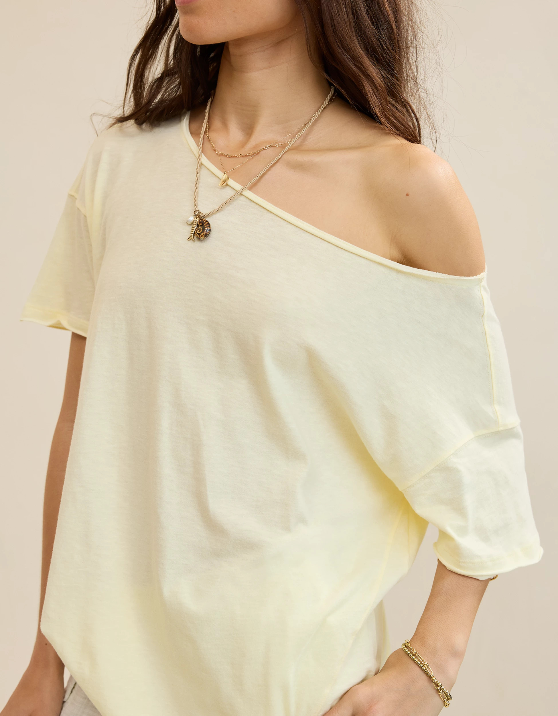 Aerie Off The Shoulder Oversized Boyfriend T-Shirt | Aerie
