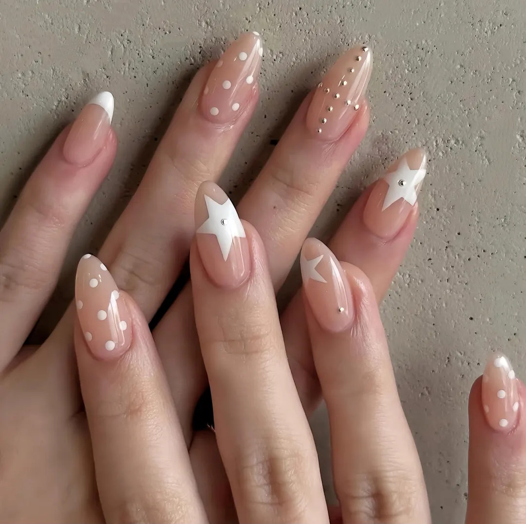 polka dot star naisl, Handmade custom Press On Nails: | Etsy (US)