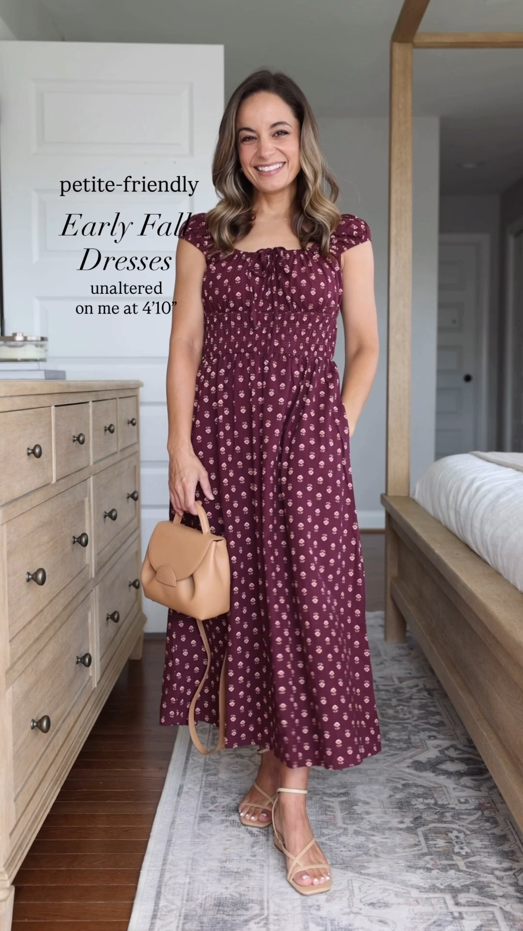 Four petite-friendly early fall dresses! 

Burgundy maxi (Target): xs 
Orange dress (Boden): petite 0 
Burgundy mini (Gap): petite xs 
Floral midi (Boden): petite 0 
Shoes (Dolce Vita): true to size

#LTKPetite