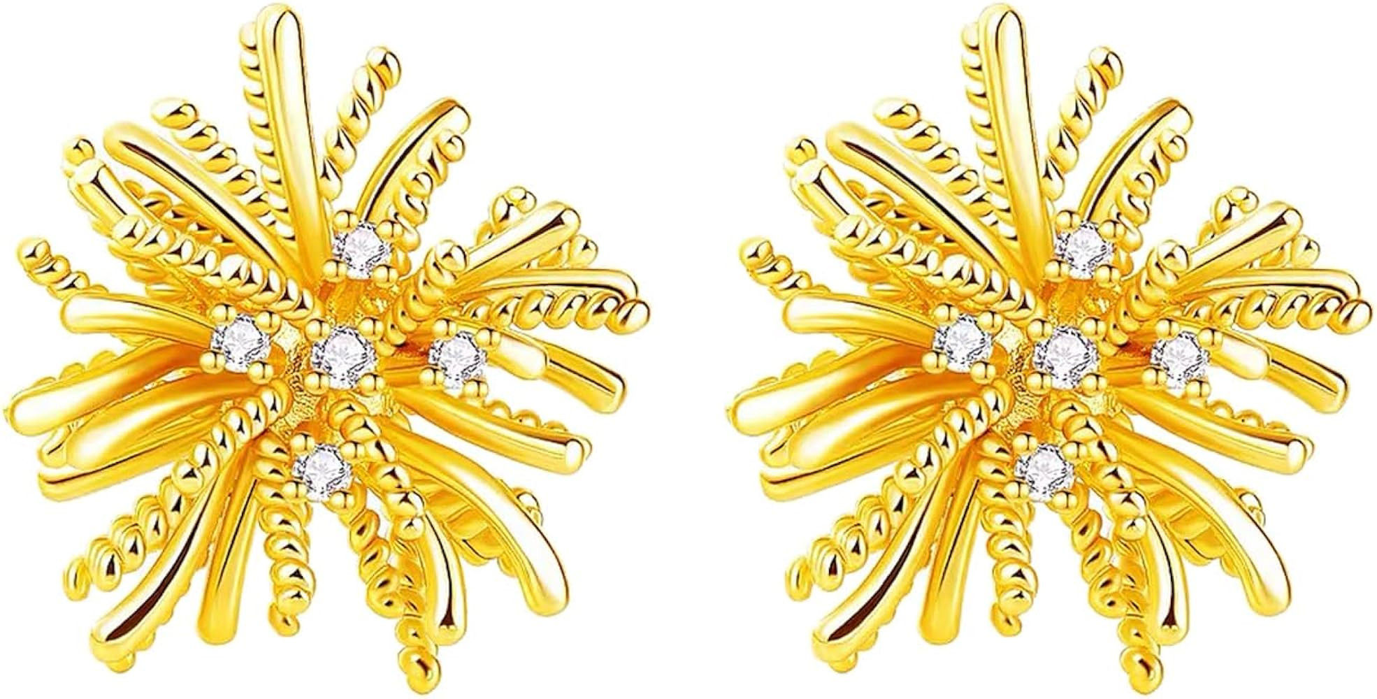 Firework Stud Earrings for Women, 14K Gold Plated Sparkle Burst Earrings with 925 Silver Post, Li... | Amazon (US)