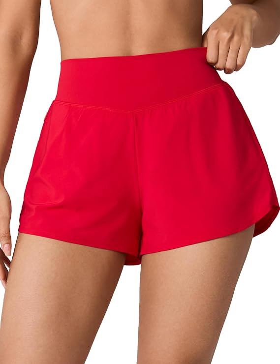 UNISSU High Waisted Athletic Shorts for Women 2.5'' Gym Track with Boxer Liner Zip Pockets Quick ... | Amazon (US)