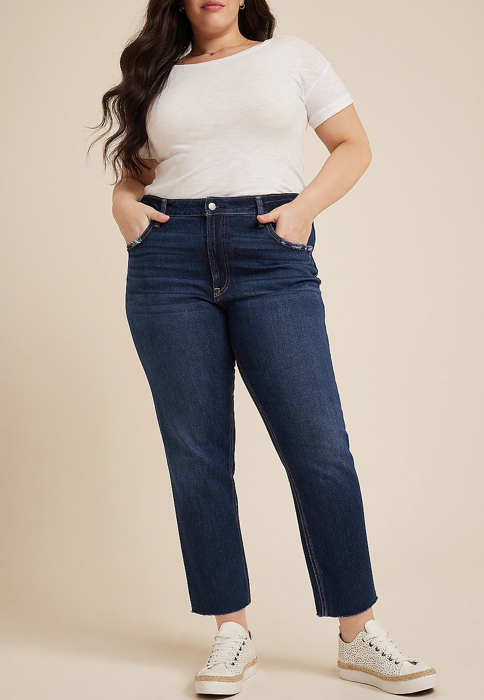 Plus Size Goldie Blues™ Dark Cheeky Taper Ankle Jean | Maurices