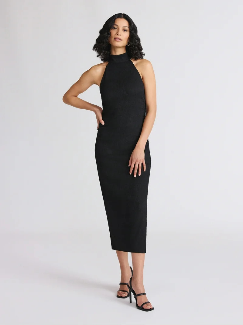 Sofia by Sofia Vergara Women's Halter Midi Dress, Mid Calf Length, Sizes XS-XXXL | Walmart (US)