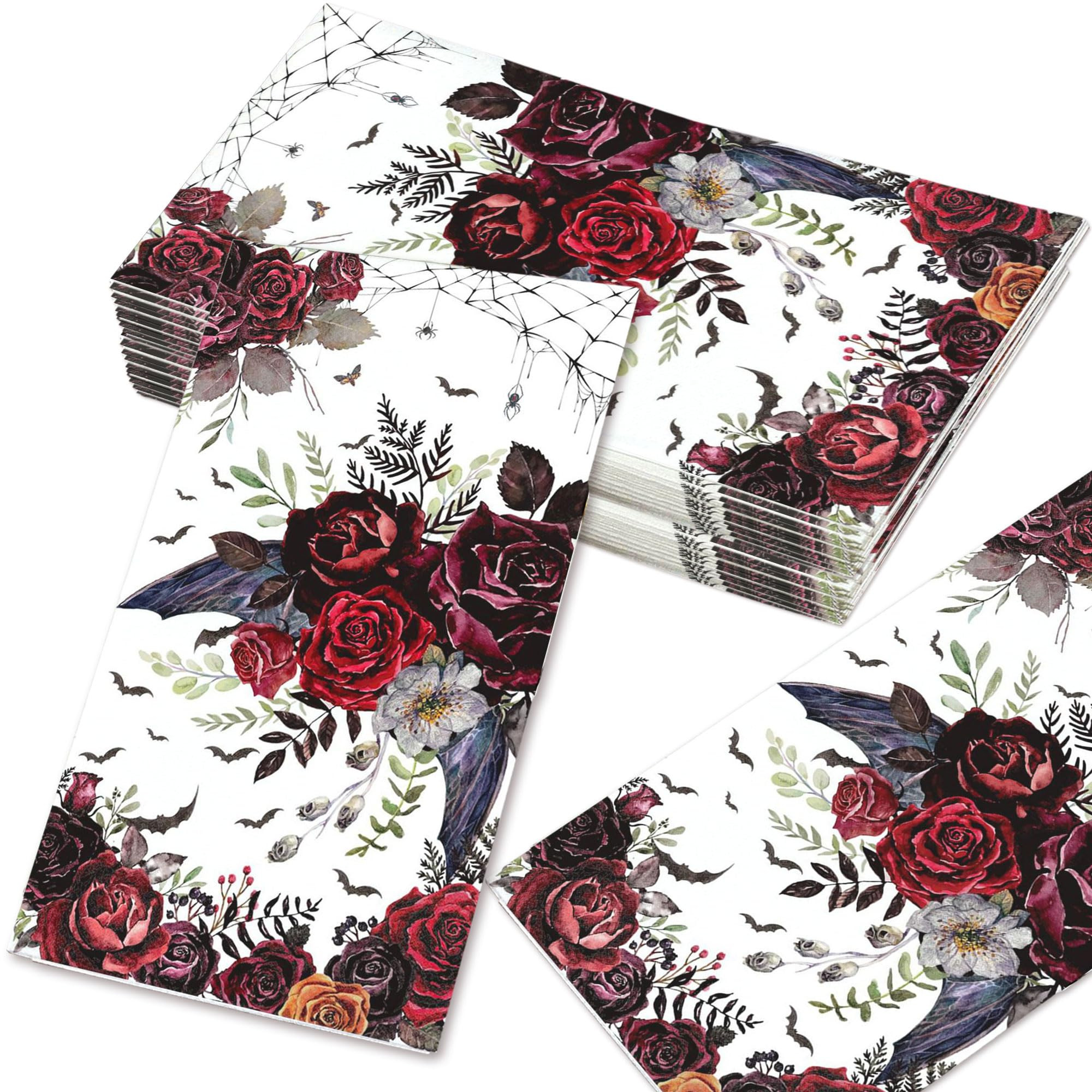 Halloween Floral Guest Napkins Watercolor Flowers Double-Sided Disposable Dinner Hand Towel Paper... | Amazon (US)