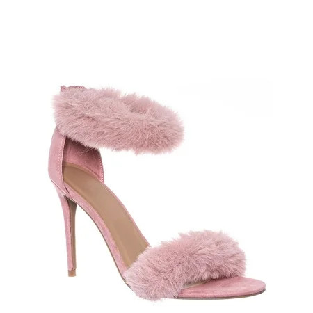 Faux Fur High Heel Stiletto Sandal - Synthetic Fluffy Dress Shoes (Women) | Walmart (US)