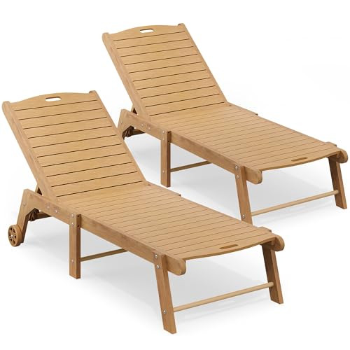 YITAHOME Patio Lounge Chair, HIPS Outdoor Chaise Lounge Recliner Chair with 5 Positions & Wheels ... | Amazon (US)