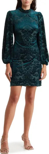Vince Camuto Velvet Burnout Long Sleeve Dress | Nordstromrack | Nordstrom Rack