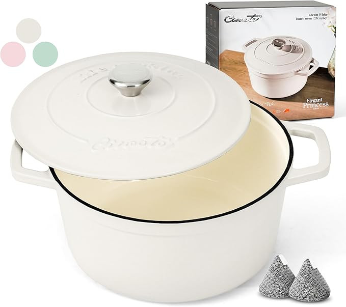 6 QT Dutch Oven Pot with Lid, Enameled Cast Iron Dutch Oven for Bread Making, Braiser, Cooking, D... | Amazon (US)