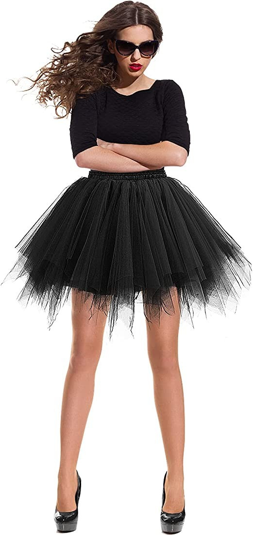 Women's 1950s Vintage Tutu Skirt Petticoat Adult Ballet Bubble Tulle Skirts | Amazon (US)