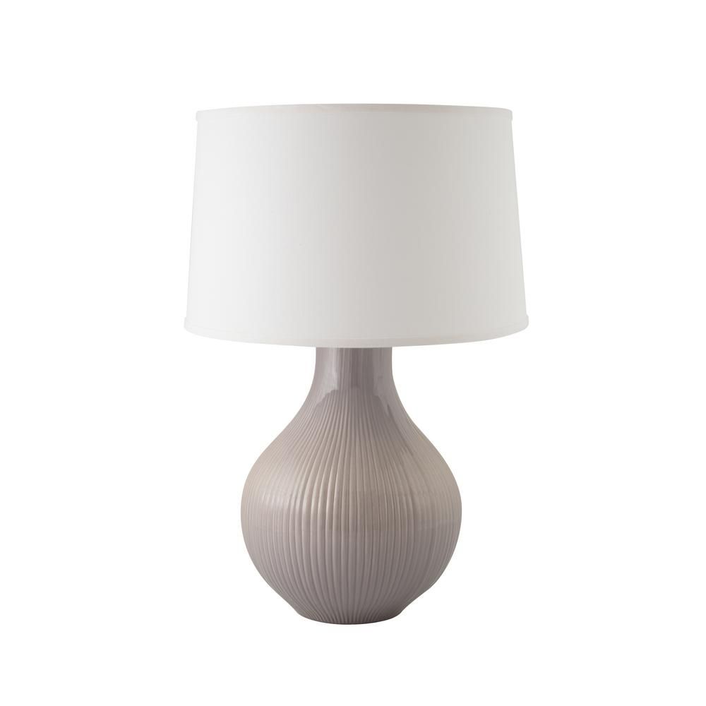 RJF ENTERPRISES Classic Fluted 27 in. Gloss Swanky Grey Indoor Table Lamp | The Home Depot