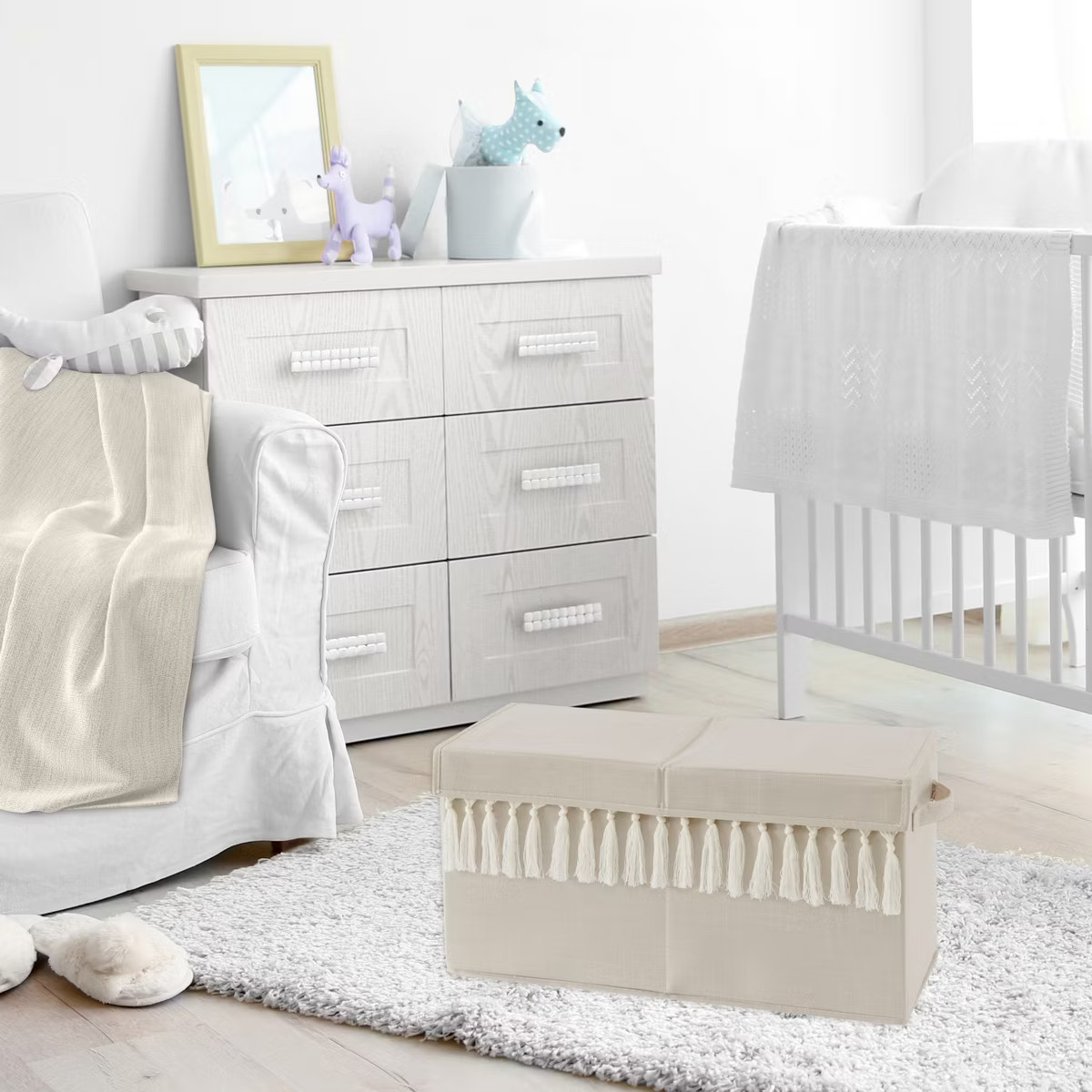 Sweet Jojo Designs Boy or Girl Gender Neutral Unisex Fabric Storage Toy Bin Bohemian Fringe Taupe... | Target