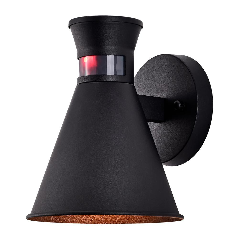 C Cattleya 1-Light Black Motion Sensing Dusk to Dawn Outdoor Wall Lantern Sconce | The Home Depot