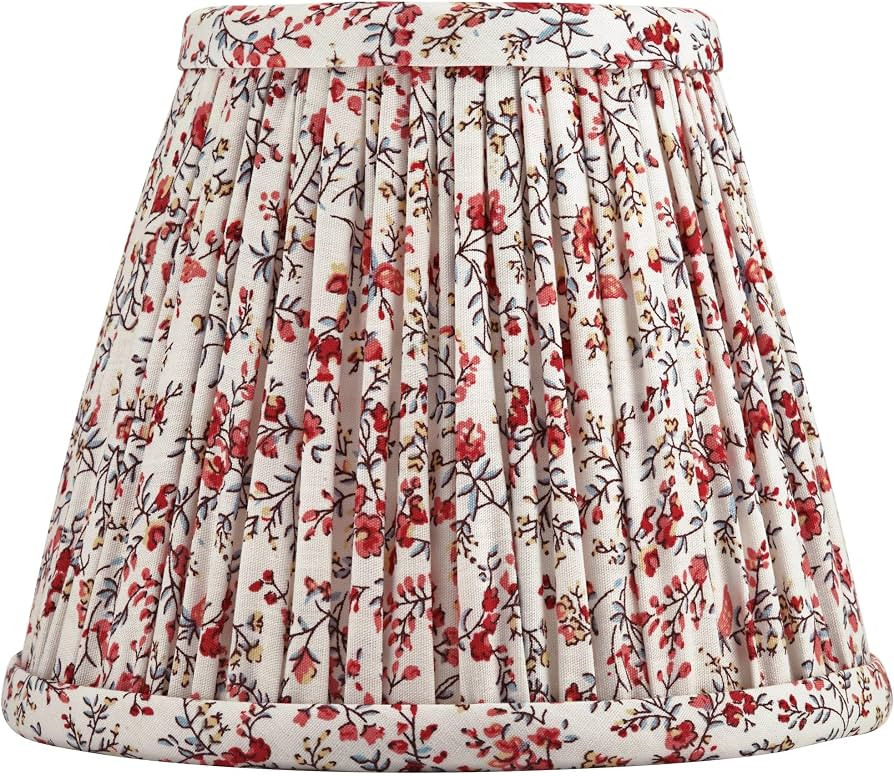 Nelle Mini Red Floral Pleated Lamp Shade 3.5x6x5 (Clip-On) | Amazon (US)
