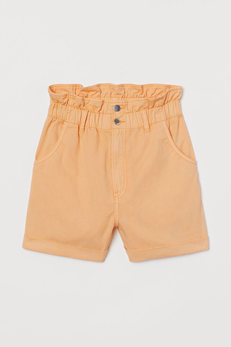 H & M - Cotton Paper-bag Shorts - Orange | H&M (US)