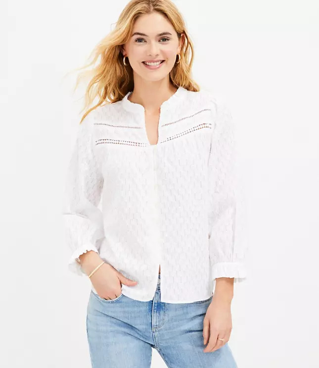 Lacy Ruffle Blouse | LOFT