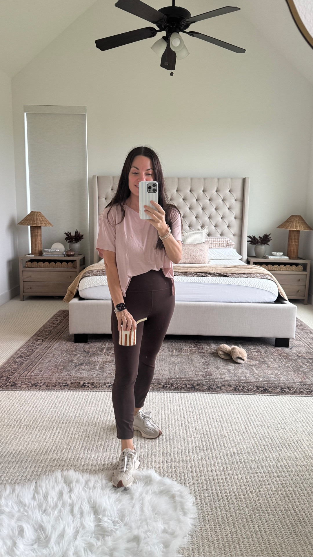 The easiest fall athleisure outfit for coffee runs, errands, travel days + everything in between.

I love this chocolate brown + soft blush pink color combo for fall—it feels seasonal without trying too hard, and these are the kind of comfortable basics I’ll actually reach for on repeat. The high-rise leggings paired with an easy relaxed tee and neutral sneakers make such a cute petite-friendly casual fall outfit that still feels put together.

This would also be such a good fall travel outfit for a road trip or airport day, but it’s just as easy for school drop-off, running errands, grabbing coffee or those busy days when you want to be comfortable without looking like you stayed in pajamas. 🤎

If you’ve been looking for fall outfits for women, petite friendly outfit ideas, casual mom outfits, fall outfit women over 50, everyday athleisure outfits, brown leggings outfit ideas or comfortable travel outfits, this is such an easy formula to recreate.

Everything is linked here! ☕️🤎

#LTKootd #LTKvlog #LTKPetite