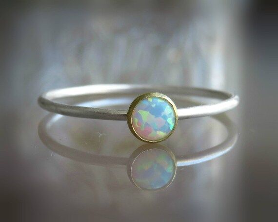 silver opal ring - gemstone rings for women - skinny ring - delicate opal ring - white opal ring | Etsy (US)