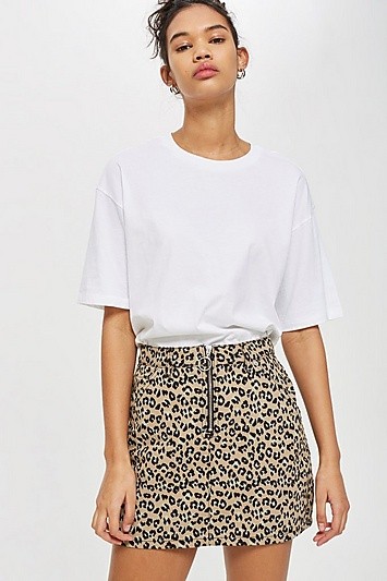 Petite Half Zip Leopard Skirt - Tan | Topshop US