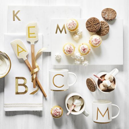 White and gold monogram gifts ideas, monogram mugs, marble monogram cheese board dish towels, spatula, gifts for mom, hostess gifts, gift ideas for the home 

#LTKGiftGuide #LTKHoliday #LTKhome
