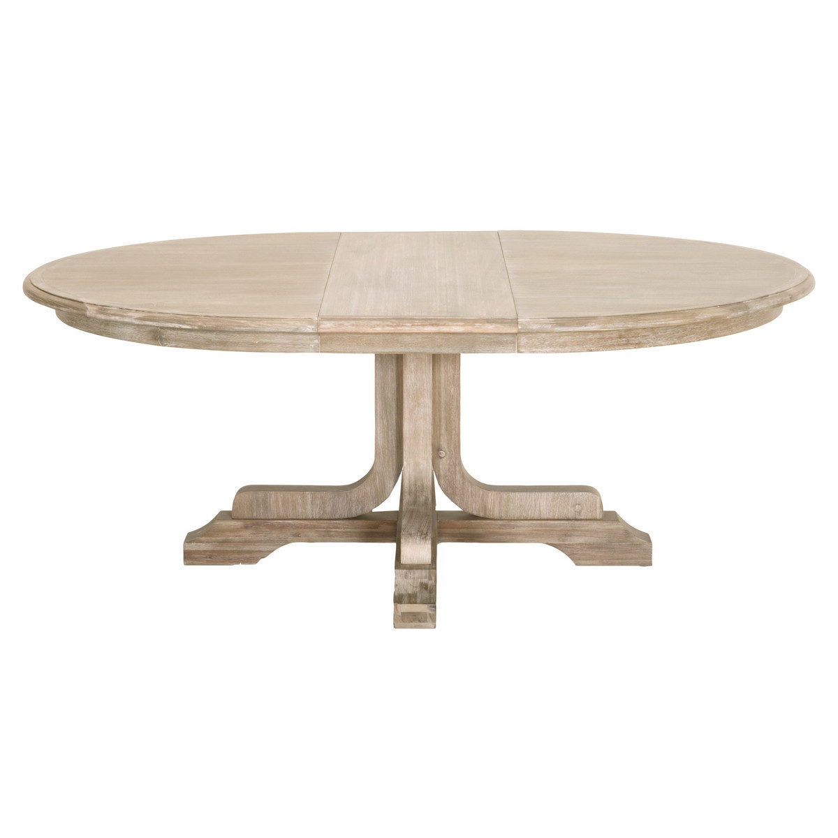 Troy Modern Solid Acacia Pedestal Base Round Extendable Dining Table - 60-77.5""W | Kathy Kuo Home