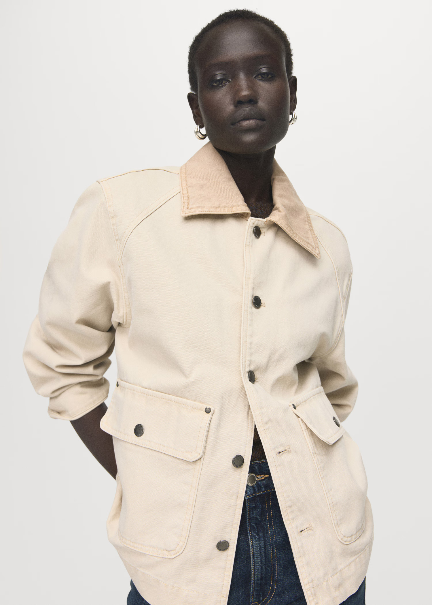 Denim barn jacket with contrasting collar | Mango (US/MX/AU)