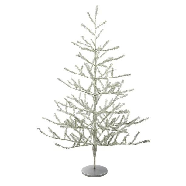 3' Shiny Silver Tinsel Artificial X-mas Twig Tree | Walmart (US)