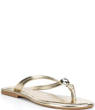 Kylan Metallic Leather Ornamented Thong Sandals | Dillard's
