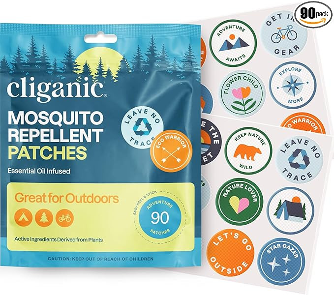 Cliganic Mosquito Repellent Stickers (90 Pack) - Camping Patches for Kids & Adults, Natural DEET-... | Amazon (US)